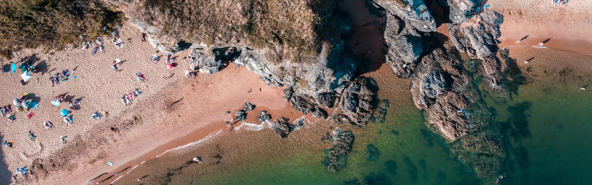 aerial view of people on beach during daytime