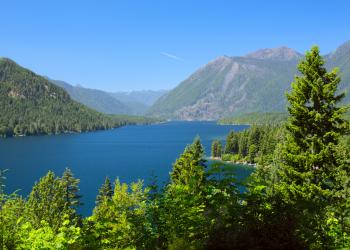 Sip wine and gaze out over Lake Cushman from your vacation rental - HomeToGo