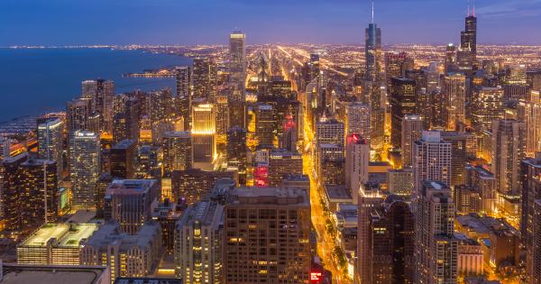 View of the Chicago skyline at night View of the Chicago skyline at night
