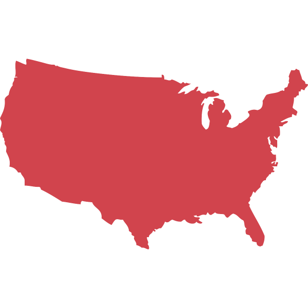 A map of the USA, colored red A map of the USA, colored red