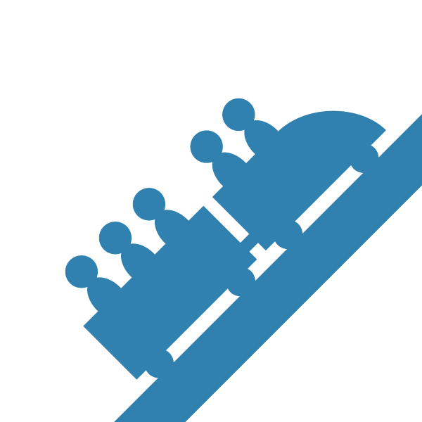 A blue roller coaster ascending a hill A blue roller coaster ascending a hill