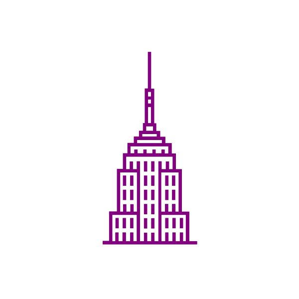 A purple icon of the Empire State Building A purple icon of the Empire State Building