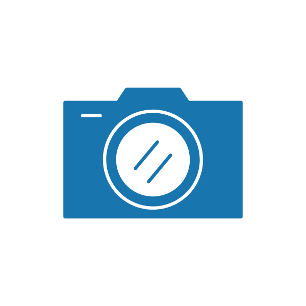 Blue icon of a camera Blue icon of a camera