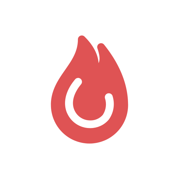 Flame icon, in the colour red Flame icon, in the colour red