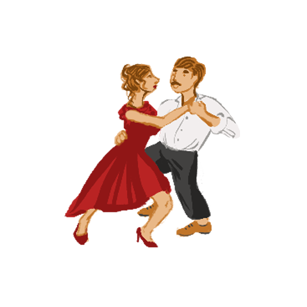 Drawn icon which represents a couple dancing Tango in Central Park Drawn icon which represents a couple dancing Tango in Central Park