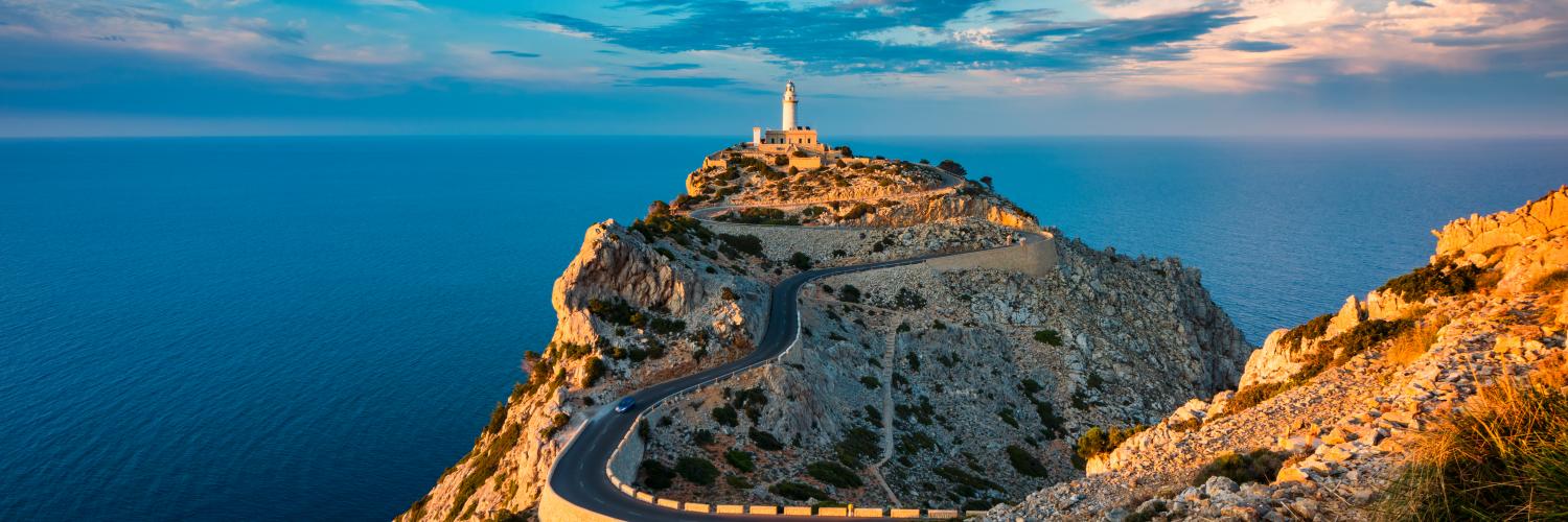 Lighthouse of Cap de Formentor, Mallorca, Balearic Islands, Spain around Sunset.