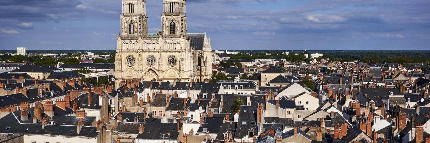 France, Loiret, Orleans, cityscape and Sainte-Croix cathedral