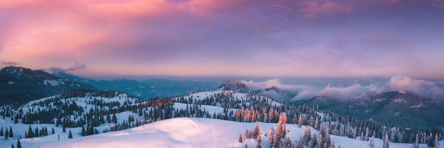 Ski Mountain at Sunset