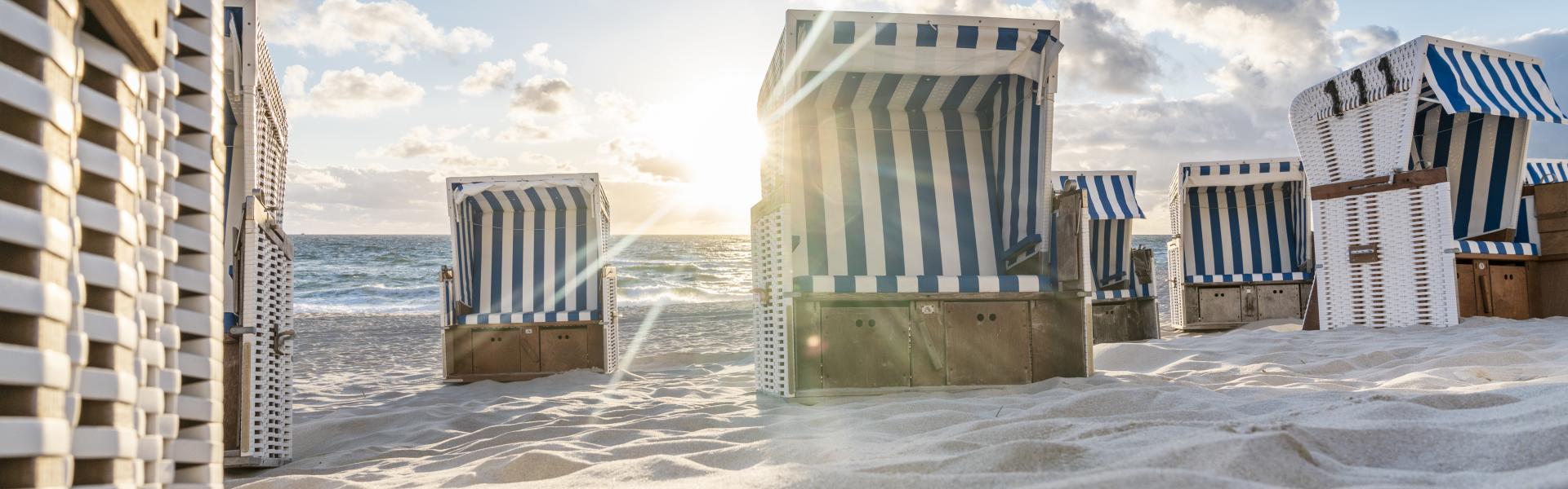 List, Schleswig Holstein, Germany - May 28, 2019 : Beach chairs are typical for German beaches