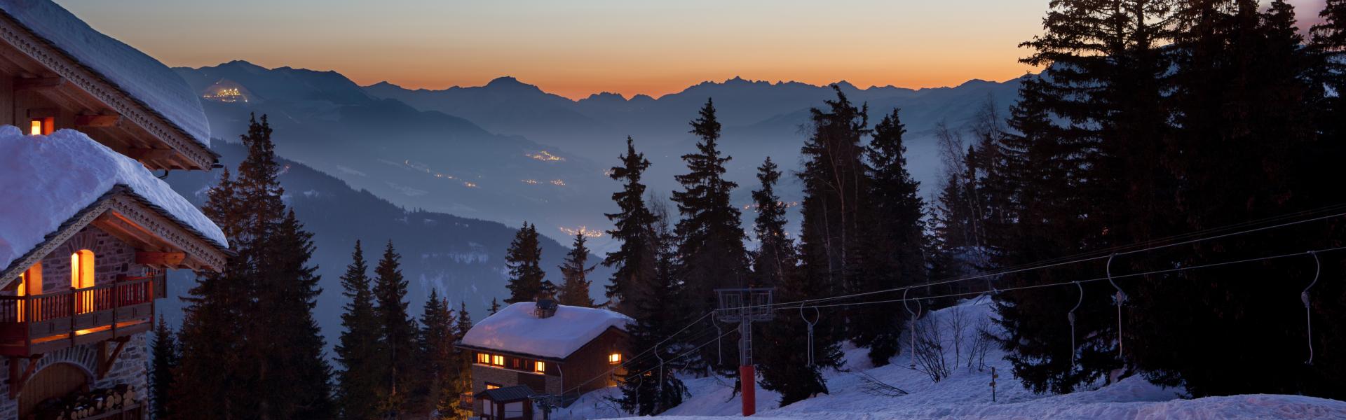 ski resort at dusk